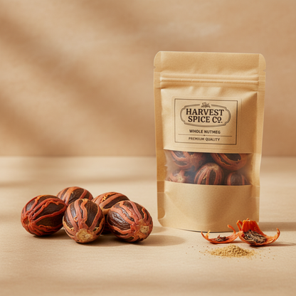 2Tre Organics Whole Nutmeg with Mace – USDA Organic | Myristica fragrans | 8 oz Resealable Bag